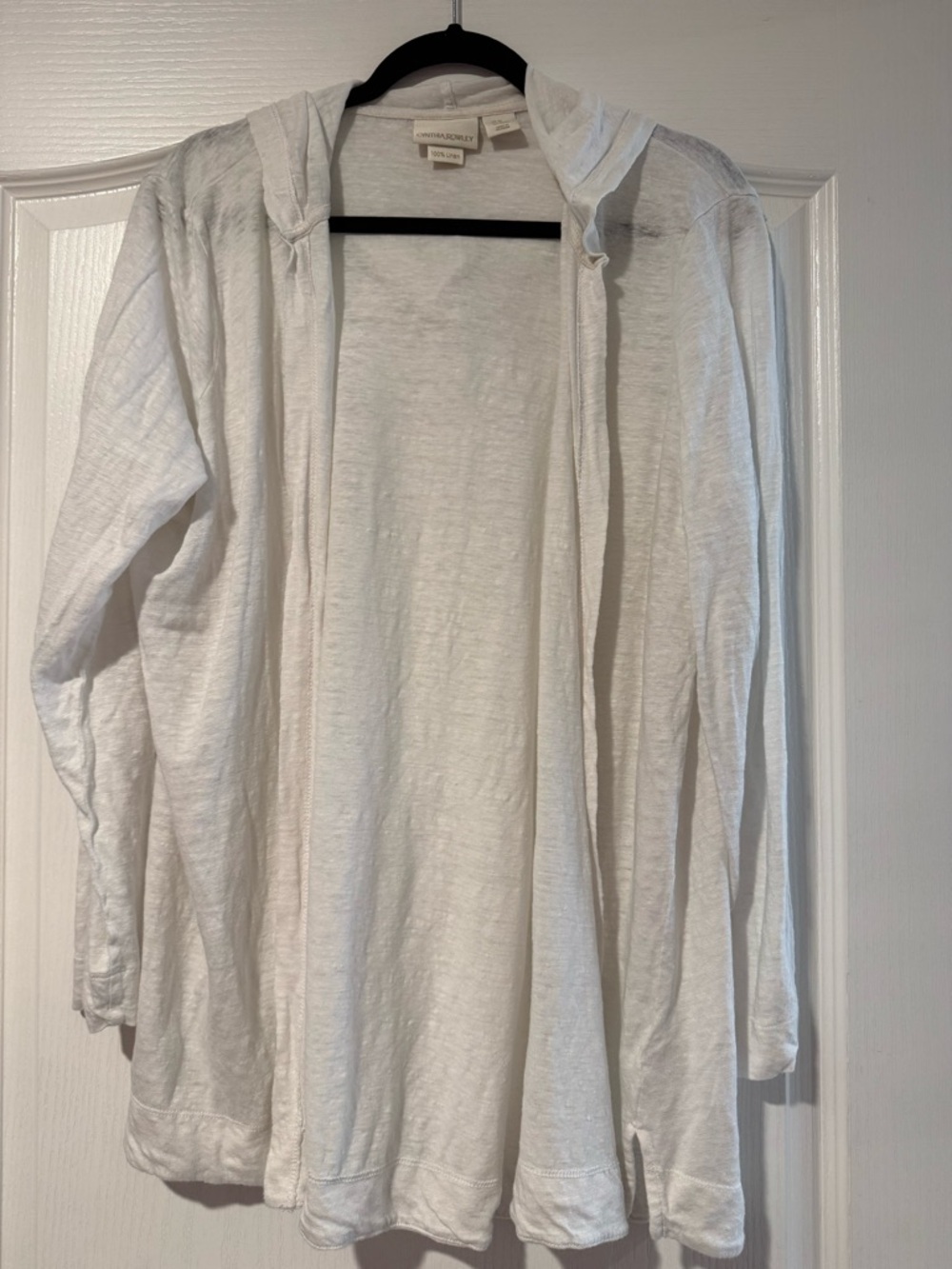 Cynthia Rowley 100% Linen Open Front Hooded Cardigan Lightweight Duster 2X